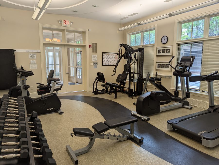 Community fitness center with cardio and weight equipment